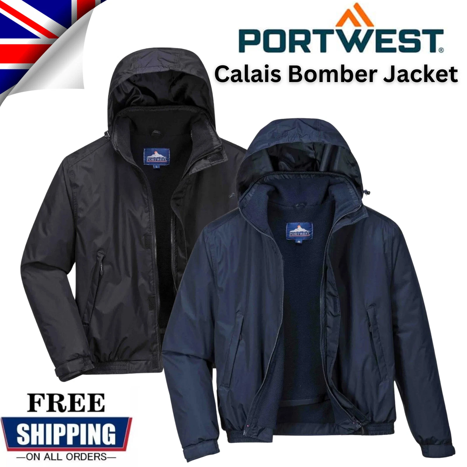PORTWEST Calais Breathable Bomber Jacket Waterrpoof Fleece Lined Padded S503