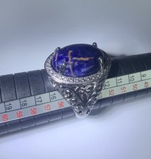 Blue Sodalite On Silver tone Cocktail style Size 7 Ring.