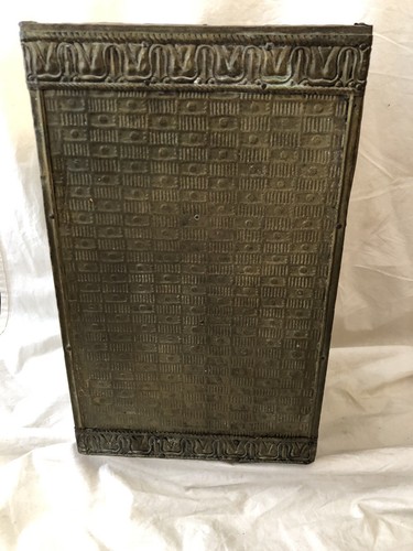 Antique Brass Repousse over Wood Kindling Box Trash Can Victorian Children Dog - Picture 8 of 11