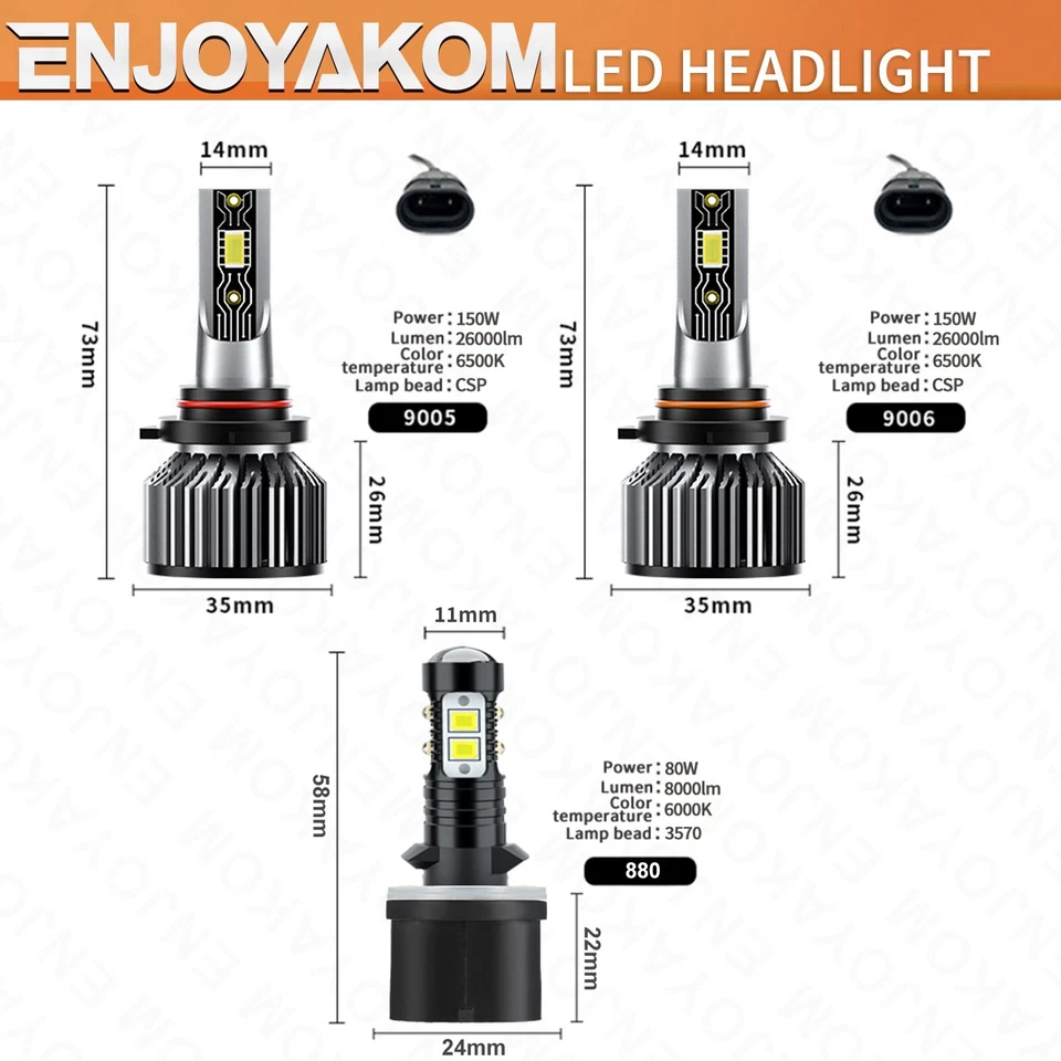 Faros LED antiniebla haz alto/bajo 6500 k para Pontiac Bonneville 1992-2005 Foto 4 de 4