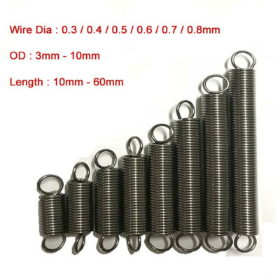 10pcs Wire Diameter 0.5mm 0.6mm Stainless Steel Tension Spring With O Hook Extension Spring Length 20mm To 80mm - Foto 2