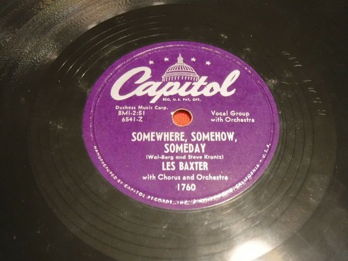 Les Baxter 78 RPM Capitol 1760 2632 1951-53 Because of You Manhattan Somewhere - Imagen 2 de 7