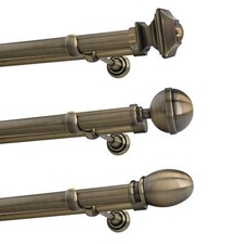 25/19mm Kit de Tringle à Rideau Metal, Classic, Laiton Antique