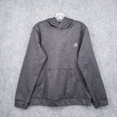 Adidas Hoodie Mens L Large Gray Clima Warm Sweatshirt Fleece