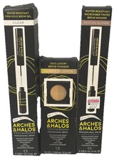 3x Arches and Halos MOCHA BLONDE  Luxury Brow Eyebrow Mousse & Powder, Clear Gel