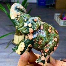 337G Natural ocean jasper crystal carved quartz handmade elephant mineral Specim