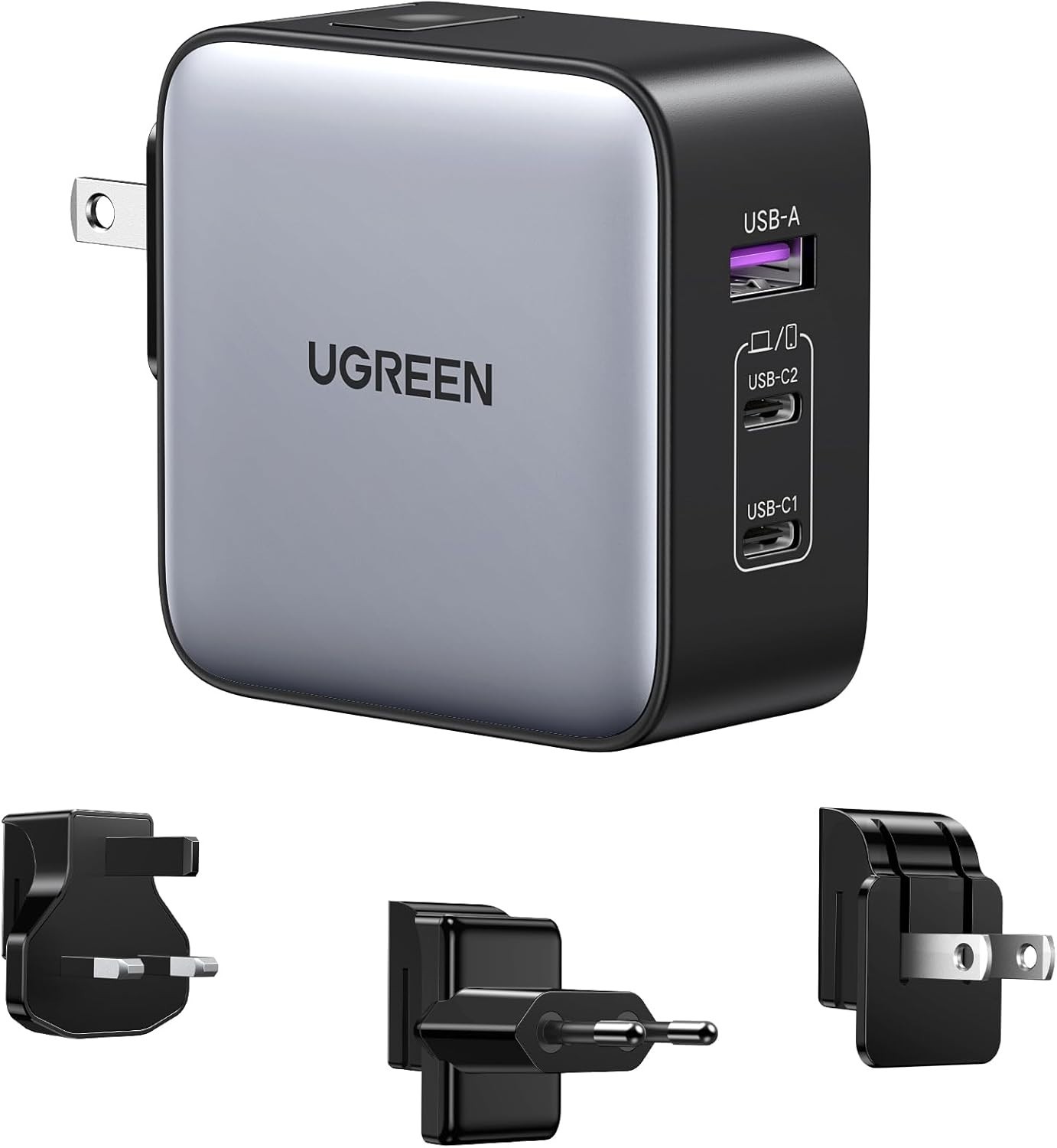UGREEN 65W USB C Travel Adapter, Foladable Fast GaN Charger 