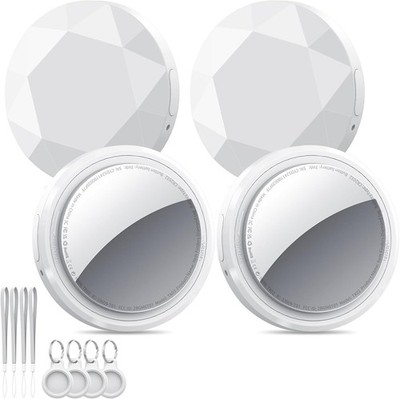 QCOQ Air Tracker Tags-4 Pack White | Bluetooth Tracker Work with Apple Find My (