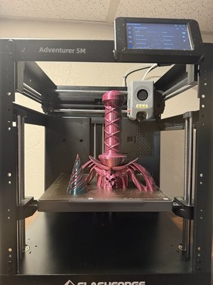 FlashForge Adventurer 5M 3D Printer + 4 PLA Silk Filament Rolls Tested Works