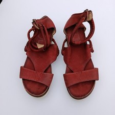 MJUS Red Leather Gladiator Sandals EU 40 UK 7 Chunky Comfort Boho
