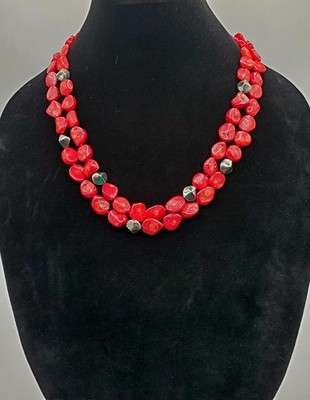 Vintage Lucas Lameth LUC 925 Sterling Verschluss rote Koralle Halskette 21-23''