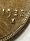 ** 1935-S  LINCOLN CENT- MINT STRIKE DOUBLING ERROR ON '5' (PRICED TO SELL) 🔥**