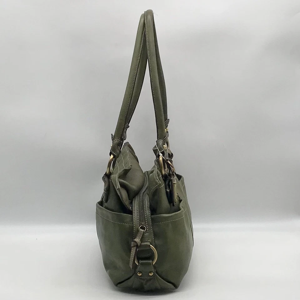 Bolso de hombro multibolsillo de cuero verde Tignanello Foto 3 de 4