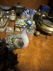 Vintage Chinese Export Silver Enamel Peacock Has Someone Stone Missing — photo 8