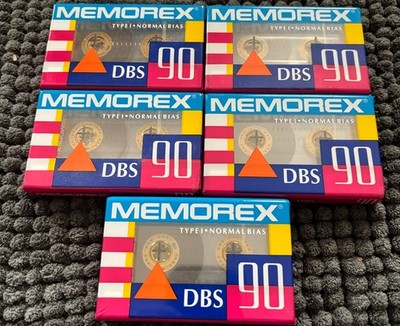 (5) Memorex DBS 90 min Normal Bias Type 1 Audio Cassette Tapes, NEW