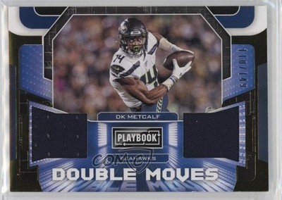 2020 Panini Playbook Double Moves Relics Gold /149 DK Metcalf #DM-DK rf2