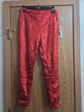 TIPSY ELVES RED SEQUIN HIGH WAIST LEGGINGS - Women's Plus Size 1X -LINED - NEW