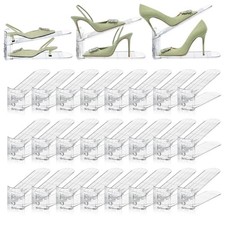 Shoe Slots Organizer,24 Pack Transparent Shoe Stacker Adjustable Shoe Slot Or...