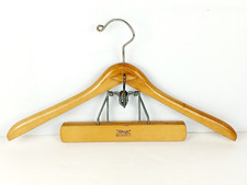 Vintage Setwell USA 18" Shoulder Contoured Wooden Suit Hanger w/ Pants Clamp
