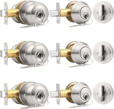 Probrico 3 Pack Entry Door Knob Set with Sing...