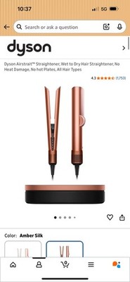 Dyson Airstrait Wet & Dry Straightener Amber Silk No Heat Damage No Hot Plates