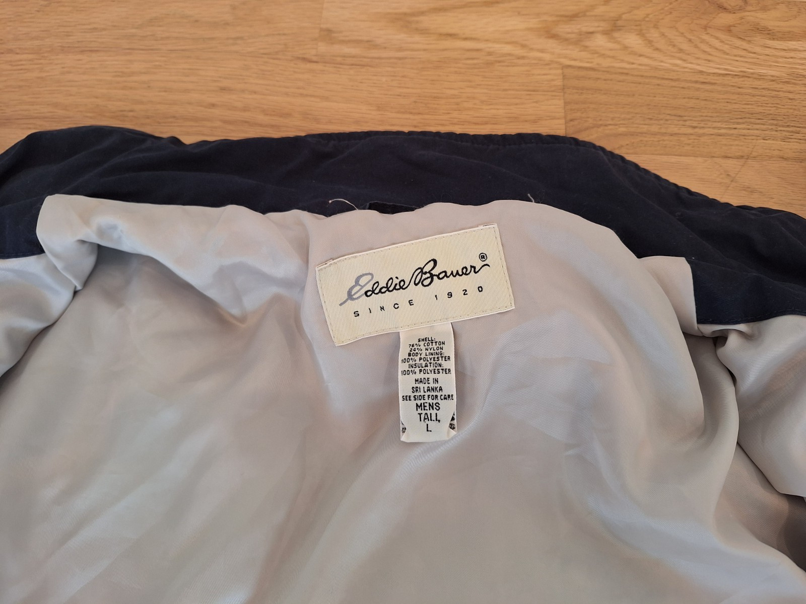 Vtg Eddie Bauer Mens Tall Sz L Utility Jacket Chore Barn Coat  Navy Cotton Lined image 9