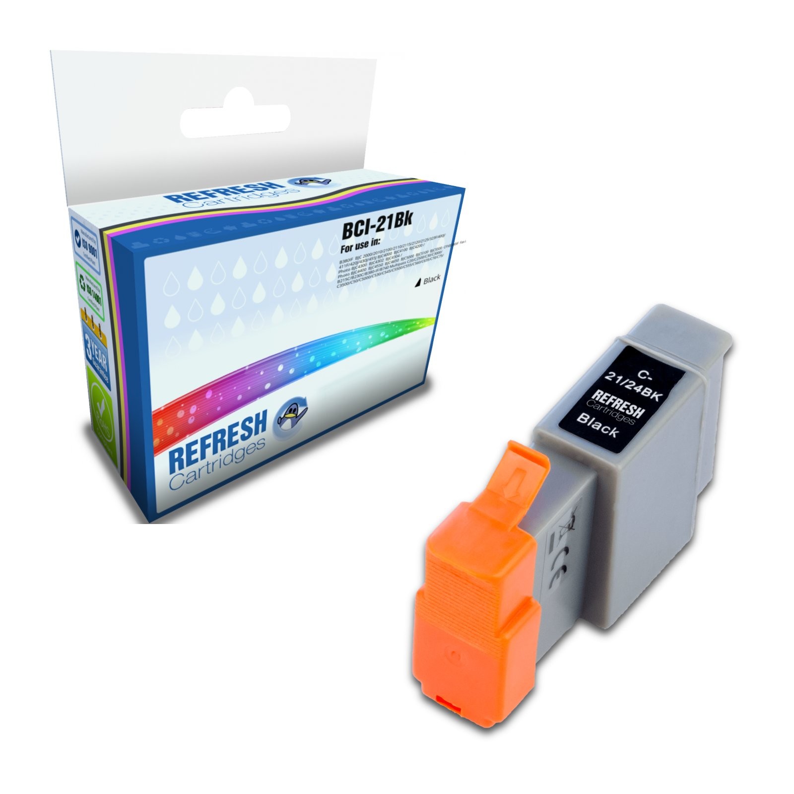 Refresh Cartridges Black BCI-21BK Ink Compatible With Canon Printers