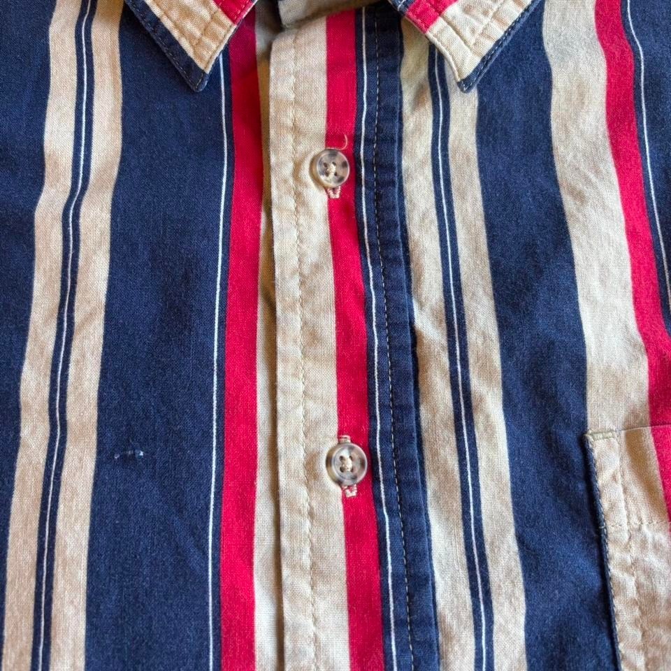 Basic Editions 90s Vertical Stripe Button Up Navy… - image 5