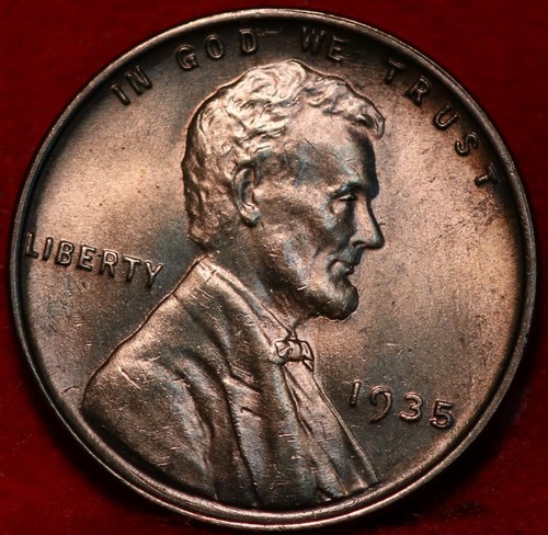 Uncirculated 1935 Philadelphia Mint Copper Lincoln Wheat Cent - 第 1/2 張圖片