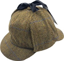 Iconic Herringbone Checked Sherlock Holmes Deerstalker Hat-Lightweight-Comfort