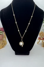 Victorian Snake Pendant Baroque Faux Pearl Egg Globe Station Antique Brass Metal