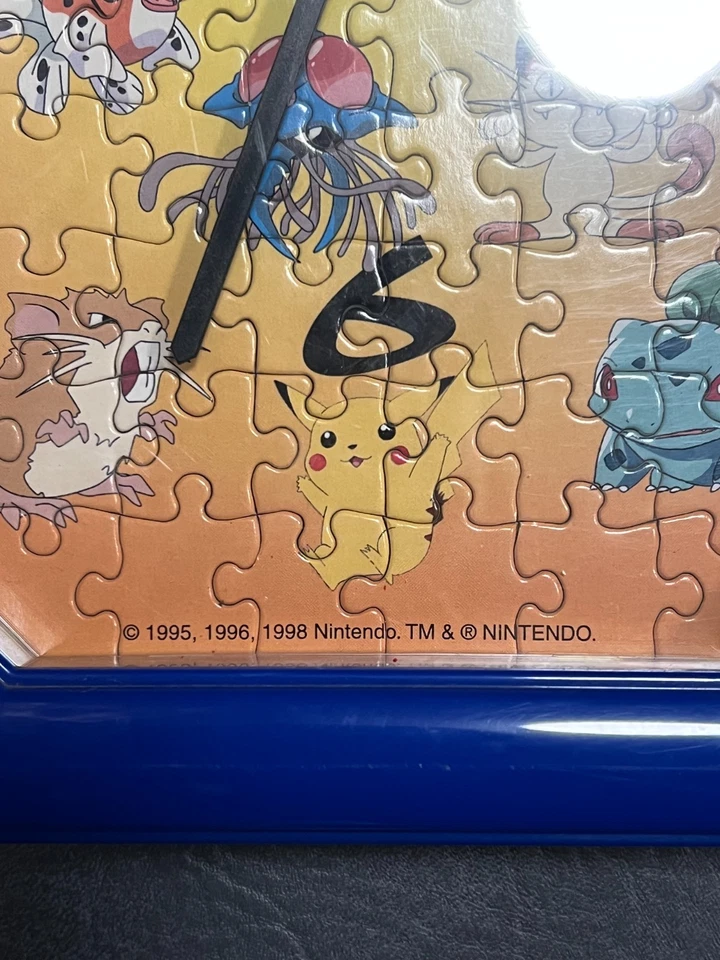 Vintage 1998 Nintendo Pokémon Gotta Catch Em All Puzzle Clock Y2K Pikachu 90s - Image 2 of 3