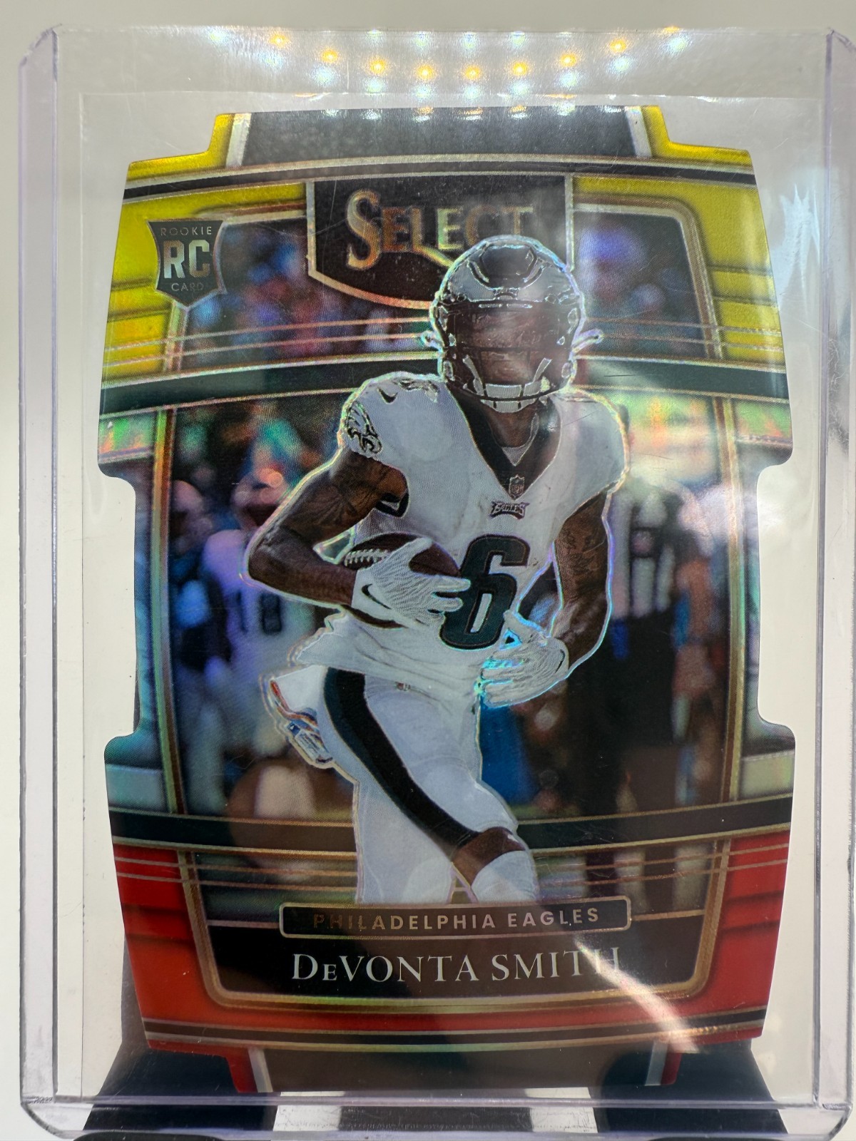2021 Select Devonta Smith Yellow Red RC Concourse Refractor Die Cut #49 Eagles