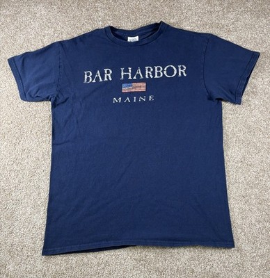 Bar Harbor Maine American Flag Lobster Graphic T-Shirt Navy Blue   Adult Size M