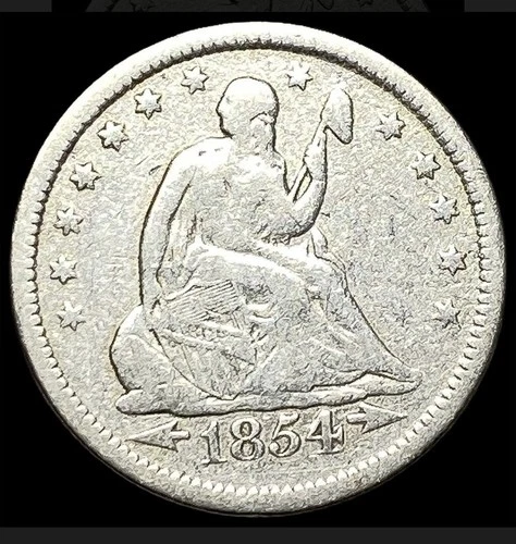 1854-O Arrows Seated Liberty Silver Quarter 25C, *Fine details* Free Shipping