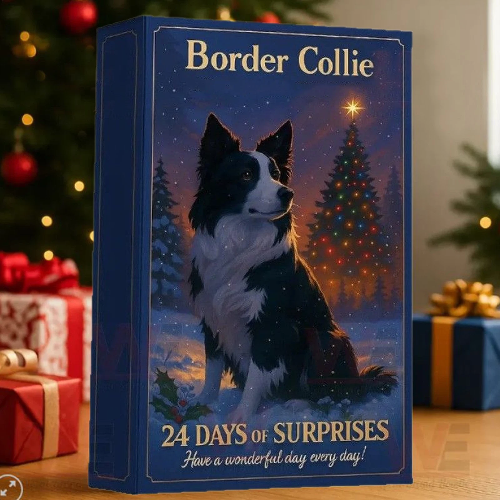 Border Collie Advent Calendar 2025, Dog Figurines Christmas Countdown Gift