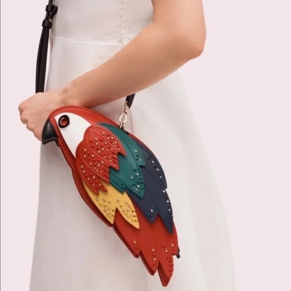 💚 Kate Spade RIO PARROT Crossbody Bag Leather Novelty Purse Handbag NWT thumbnail 2