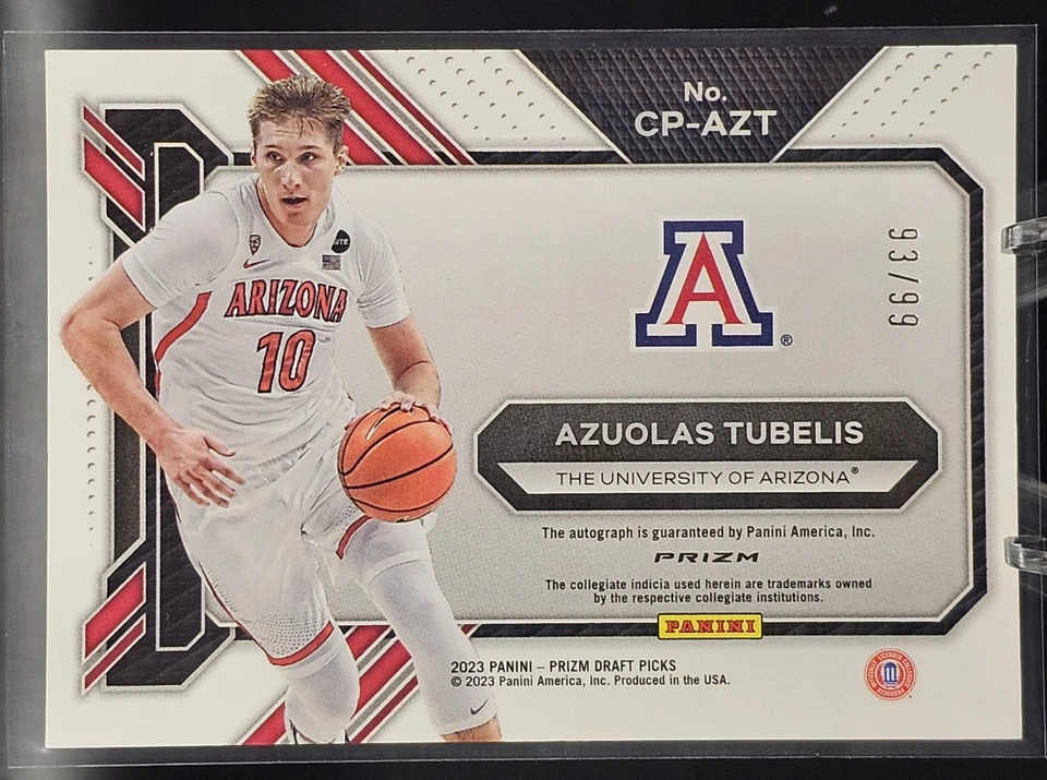 2023 Draft Picks College Penmanship Purple Ice Azuolas Tubelis Rookie Auto RC/99 - Image 2 of 2