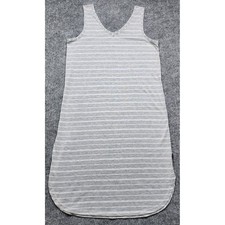 Tahari Gray White Striped Sleeveless V-Neck Midi Dress Size M Tank Soft