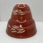 Vintage 79' Pyrex Autumn Harvest Wheat Brown 403 & 401 Nesting Mixing Bowl Set