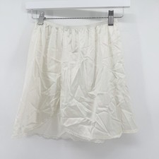 Vassarette Small Vintage Lace Trim Half Slip Underskirt White Mini Lingerie Slit