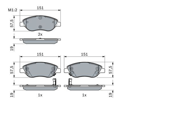 Plaquettes de frein BOSCH 0986424042 pour remplacer les freins usés de FIAT