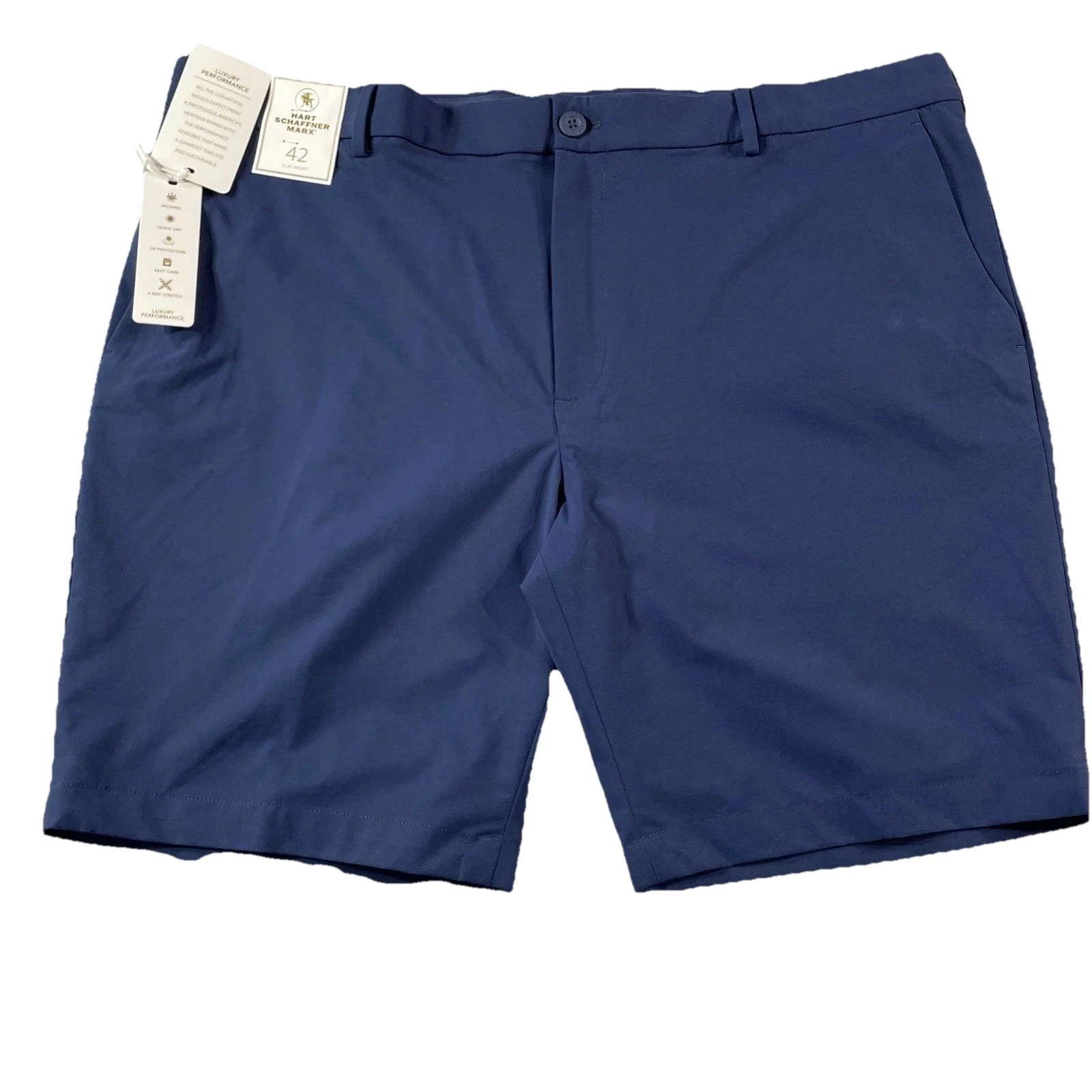 Hart Schaffner Marx Luxury Performance Shorts Men's 42 Midnight Blue 9" Inseam