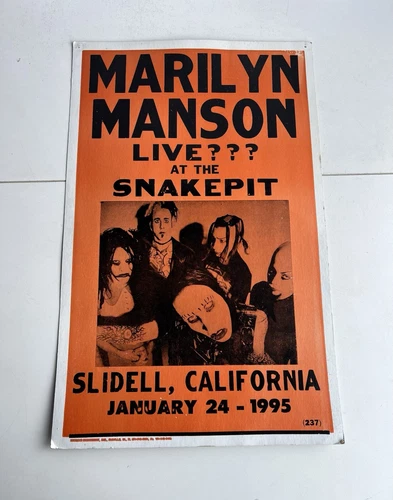 Vintage 1995 Original MARILYN MANSON Snake Pit, Slidell, California 14”x22”