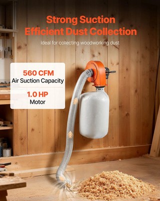 Dust Collector, Wall Mount Dust Collector 1 HP, 560 CFM Woodworking Dusts Collec