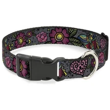 Plastic Clip Collar Love Kills CLOSE-UP Gray Medium 11-16.5"