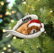 Personalized Chow Chow Sleeping Angel Christmas Flat Acrylic Dog Ornament