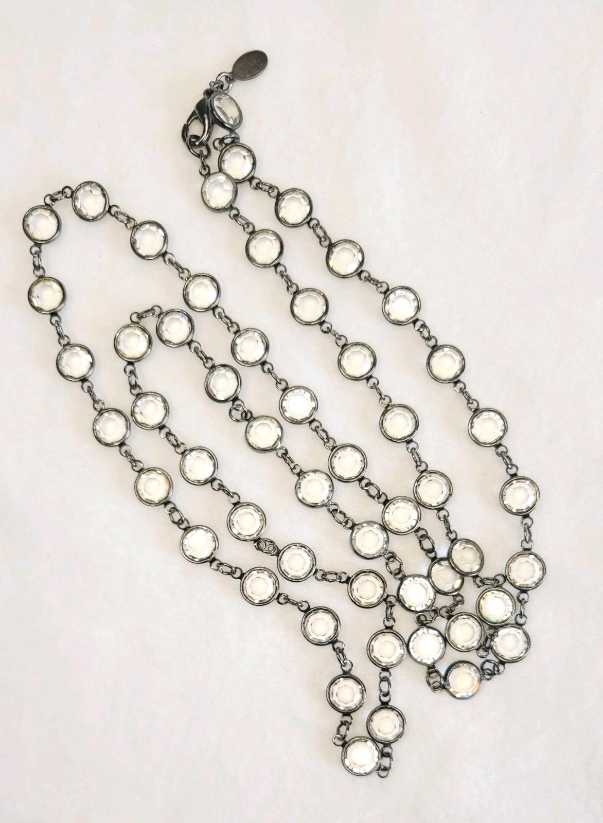 KJL Vtg Necklace Crystal Bezel 36" Long Kenneth J… - image 2