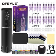 Wireless Tattoo Pen Machine Kit 1300mAh Coreless Motor Power Supply