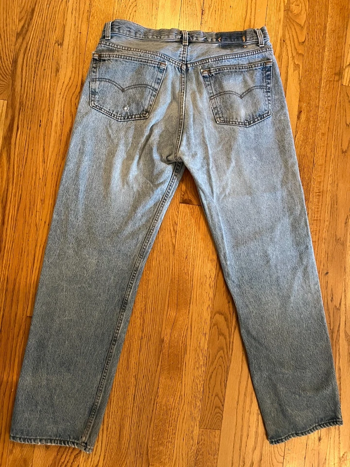 Pantalones de mezclilla Levi's XX 501 de colección años 80 con botones para hombre talla 38 x 32 hechos en EE. UU. irregulares Foto 3 de 4